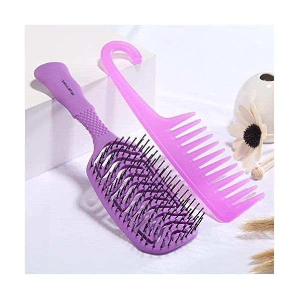 BESTOOL Brosse à cheveux avec broches en nylon pour homme et femme et enfant - Brosse démêlante avec large peigne à dents pou