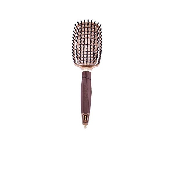 Olivia Garden NanoThermic Flexible, Poils 100% Sanglier - Brosse pour Lisser et Les Retouches, Ceramique, Forme Doublement Co