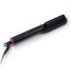 ELISON Brosse lissante compacte, revêtement en céramique, température réglable et étui souple inclus, couleur noire/fuchsia