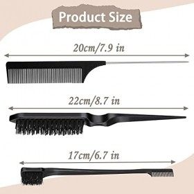 Lot de 6 brosses à cheveux, brosse à cheveux lisse, brosse à bords, brosses à peigner, peigne à queue de rat, brosse à cheveu