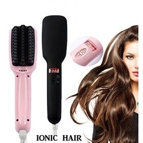 Brosse Ionique PTC 2&nbsp;en 1&nbsp;électrique, Lissante chauffante, avec écran LCD, pour obtenir des cheveux lisses.