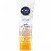 NIVEA SUN Crème visage BB FPS 50+ 50 ml , crème hydratante visage non grasse et non collante, bb crème teintée toute carnati