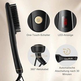KotiCidsin Brosse Lissante, Brosse Chauffante Lissante avec Ecran LED, 10 secondes chauffe ultra rapide, 100-230°C, Céramique