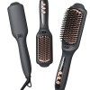 LANDOT Brosse Chauffante Lissante - Brosse Lissante pour Cheveux Electrique Professionnelle - Peigne Lisseur Ceramique Ioniqu