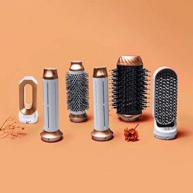 UKLISS 2023 Nouveau Brosse Soufflante 6 en 1 avce Sèche Cheveux, Seche Cheveux avec Diamant,Diffuseur Boucle, Air Fer à Boucl