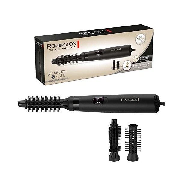 Remington Brosse Soufflante [Idéale Cheveux Courts] Blow Dry & Style 400W, Température variable, 2 brosses rondes 19 et 25mm