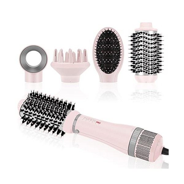 Ensemble de Styler 4 EN 1, PARWIN PRO BEAUTY Brosse Soufflante et Sèche Cheveux, avec 4 Accessoires, Sécher, Lisser, Donner d