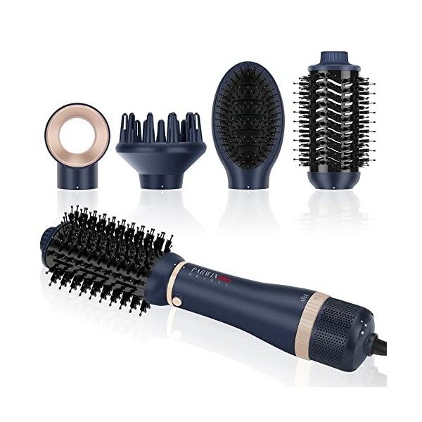 Ensemble de Styler 4 EN 1, PARWIN PRO BEAUTY Brosse Soufflante et Sèche Cheveux, avec 4 Accessoires, Sécher, Lisser, Donner d