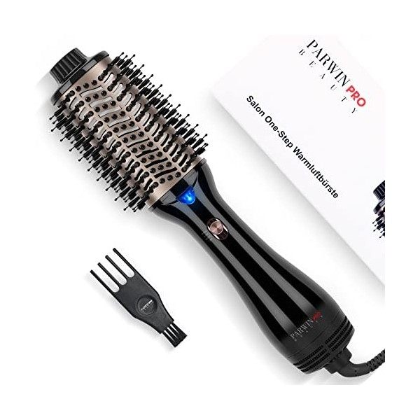 One-Step Brosse Soufflante, PARWIN PRO BEAUTY Brosse Seche Cheveux, Brosse Coiffante Ovale 4 en 1, Soins Ioniques, Brosse Cha