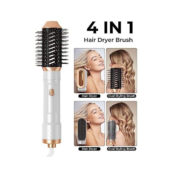 Brosse Soufflante 4 EN 1, UKLISS Brosse Lissante pour Cheveux, Brosse Seche Cheveux, Sécher, Lisser, Coiffer, 3 Températures,