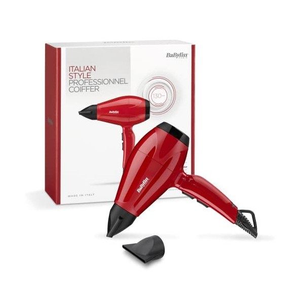 BaByliss Sèche-cheveux Pro Intense 2400 Moteur AC Fabriqué en Italie 6615E & AS121E - Brosse soufflante 1200W Multistyle 4-en