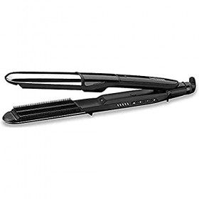 BaByliss ST495E Lisseur Vapeur en Métal pur 2 en 1, Fonction vapeur, Céramique Diamantée, Noir, 39 x 110 mm & AS121E - Brosse