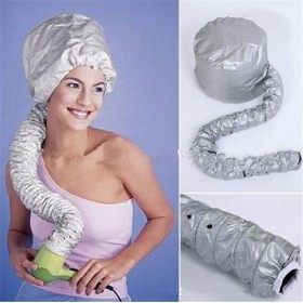 Bonnet Casque de séchage pour sèche-cheveux avec élastique pour fixation à Phon, gris