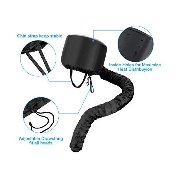 Cestmall Casque sèche, sèche de capot pour le style de séchage curling conditionnant en profondeur black 