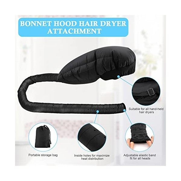 Capuche pour sèche-cheveux, CestMall capuchon vapeur doux réglable pour sèche-cheveux main avec bande élastique tuyau dexten