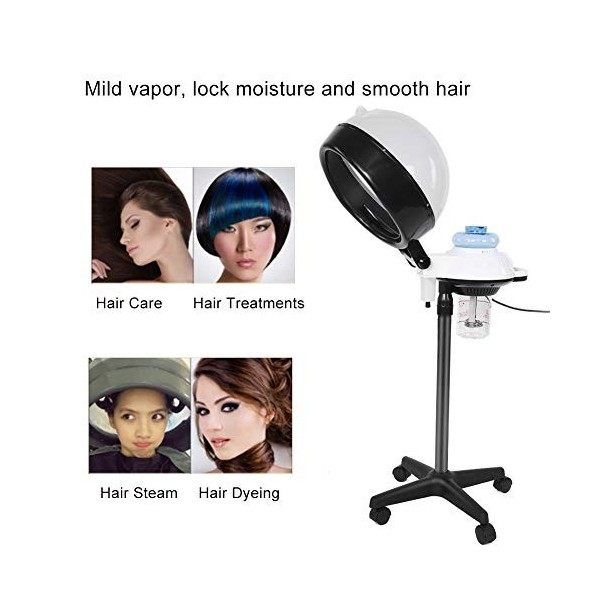 Cheveux Steamer Salon Hair, Salon Spa Hair Steamer Rolling Stand Capuche Coloration des Cheveux Perming Conditioner Steamer E