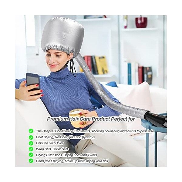 Welltop Casque pour séchage cheveux, Capuchon de séchage doux Vapeur réglable à la main utilisé pour le séchage convient à to