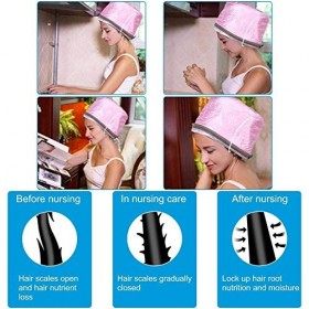 Casque Chauffant Cheveux,trois niveaux de température,soins automatiques, capuchon de coiffure salon de coiffure chapeau de c