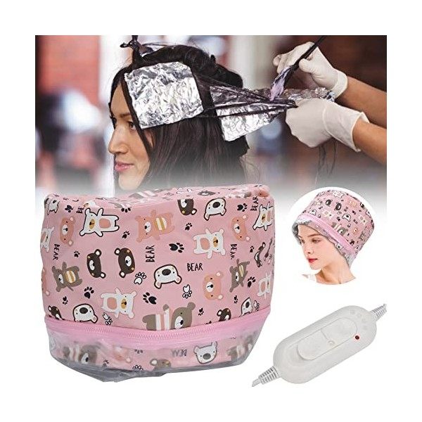 Bouchon Vapeur pour Cheveux, Bonnet Chauffant électrique pour Cheveux SPA, Traitement à Lhuile Réglable, Bonnet Nourrissant 