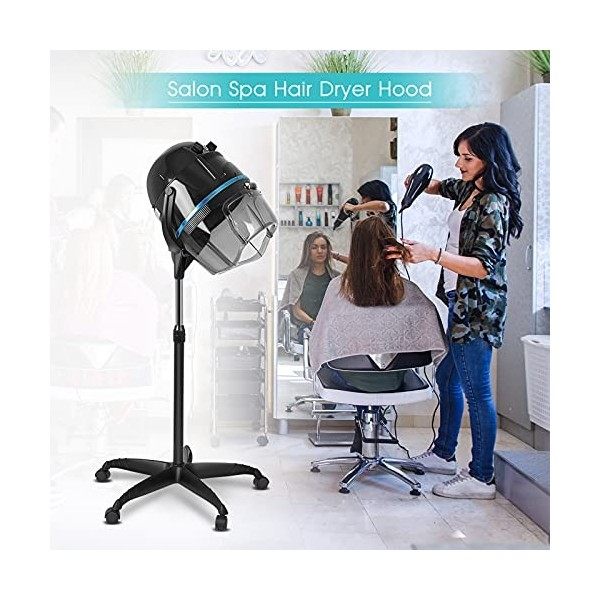 Sèche Cheveux Sur Pied 1000 W, Sèche Cheveux Professionnel avec Hauteur Ajustable avec Minuterie 0-60 Min pour Maison Spa Sal