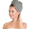 Brandsseller Turban pour cheveux - Avec bouton - 100 % coton - Bleu