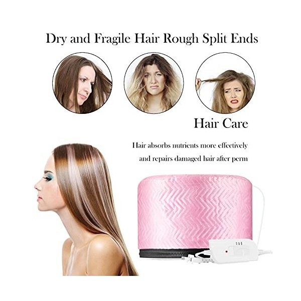 Smoostart Hair Steamer Cap, Portable Hair Care Hat with 3 Mode Temperature Control, 110V Electric Heating Cap for Hair SPA Be
