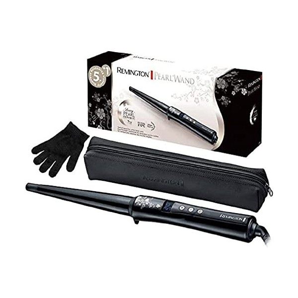 Remington Boucleur à cheveux [Conique 13-25mm: Ondulations naturelles] Pearl Céramique Premium avec éclats de perles, chaleu