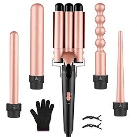 Hovineumoo 5 en 1 Fer à Boucler, Céramique Boucleur de Cheveux avec Réglage de la Température & Chauffage Instantané, Fer à O