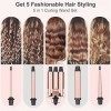 Fer à Boucler 3 Tete Ensemble de Boucleur a Cheveux 5 en 1 Céramique Professionnel Fer à Friser Wavy Barils en Température Ré