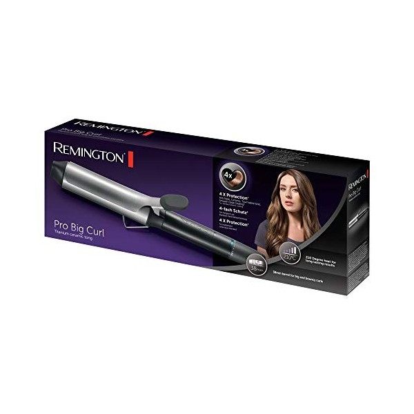 Remington Boucleur à cheveux [38mm: boucles glam] Pro Big Curl 4X Protection: Céramique-titane, Antistatique, Plaques Ioniqu