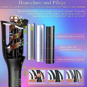 Boucleur a Cheveux, Fer a Boucler, Boucleur Automatique, 4 Température Réglable,Câble Anti-emmêlement Rotatif à 360° Alimenta