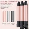 3 Têtes Fer à Boucler Onduler Friser Cheveux Curleur Céramique Bigoudis pour Long Courts avec Support en Métal 25mm
