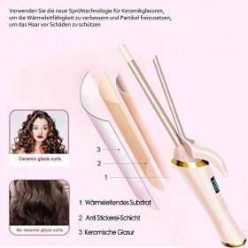 ValaVie 9mm Fer à boucler petites boucles,Revêtement antistatique en céramique tourmaline,Rose