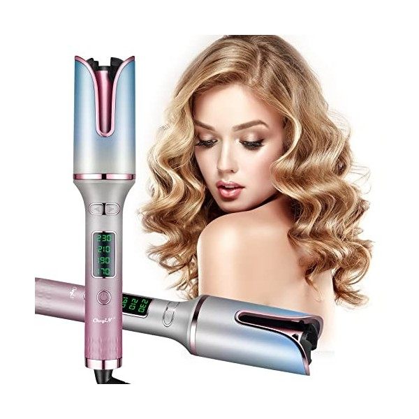 CkeyiN Boucleur Automatique,Fers à Boucler Céramique 22mm,Contrôle de la Température à 4 Vitesses, Fer à Onduler Electrique A