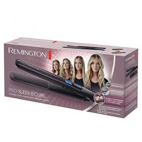 Remington Lisseur Cheveux [2en1: lisse & boucle] Pro Sleek&Curl Design arrondi, Plaques flottantes XL,Céramique UltraTourmal