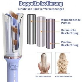 HOMELYLIFE Fer à Friser Automatique, Boucleur a Cheveux, Fer à Boucler Ionique Négatif Avec 3 Températures Câble Anti-emmêlem