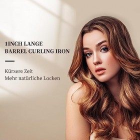 Boucleur à cheveux professionnel, fer à boucler en céramique anionique de 25 mm, fer a friser chauffant rapidement en 60 seco