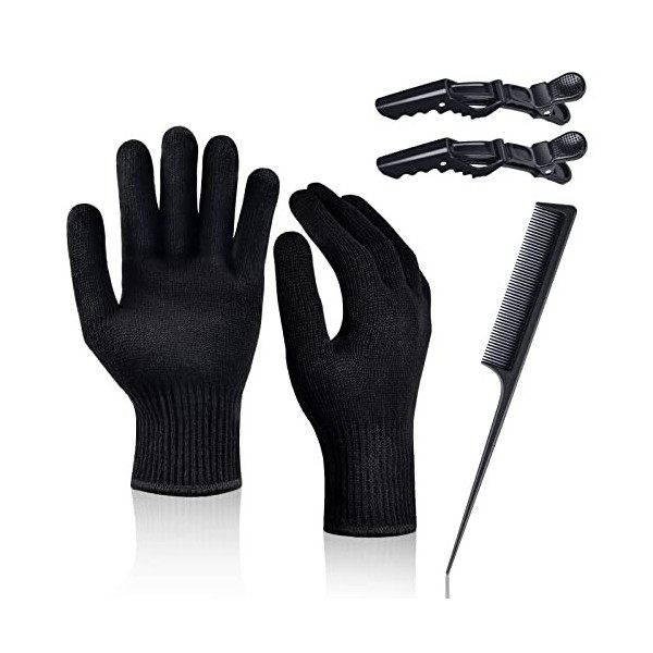IKOCO Lot de 2 gants chauffants pour coiffure, fer à friser résistant à la chaleur pour coiffure, fer plat et brosse à friser