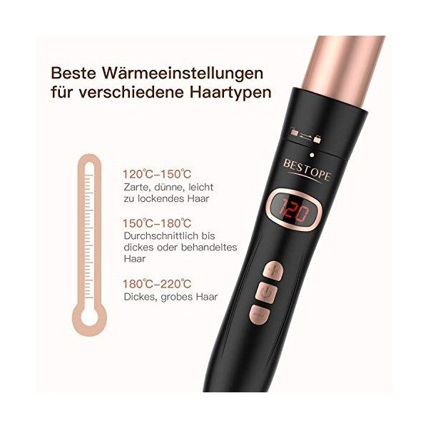 Fer à friser avec différents accessoires - BESTOPE PRO 6 en 1 fers à friser grandes et petites boucles, fer à friser en céram