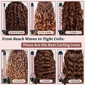 Ensemble de fers à boucler 6 en 1 avec barils en céramique interchangeables, bigoudis avec écran LCD de la température qui ch
