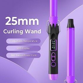 Fer a Boucler, 25mm Boucleur a Cheveux, Wavy Hair Appareil, Hair Curler avec LCD Ecran, Fer à Boucler de 130℃-210℃, Curling I