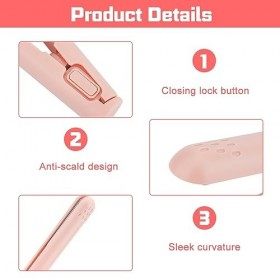 HIULLEN Mini fer à boucler portable 2 en 1 - Petit bigoudi USB pour lisser et boucler - Mini bigoudi en céramique pour les vo