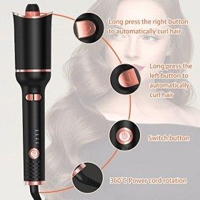 Fer à Boucler Automatique,Boucleur Cheveux 26mm,Boucleur Automatique avec écran LCD, 4 Niveaux de Température Réglables de 16