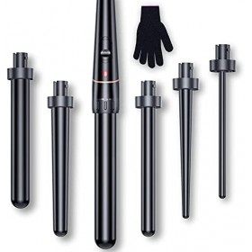 Fer à friser 6 en 1 - Ensemble de fer à friser multifonctionnel interchangeable avec revêtement en céramique avec gants et de