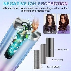 Boucleur Automatique avec 6 Températures et Minuterie, Boucleur a Cheveux Sans Fil Batterie 5200 mAh avec écran LCD, Friseur 