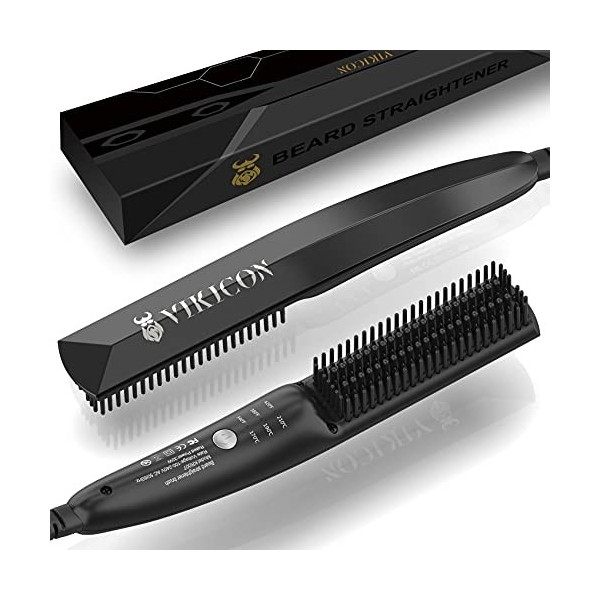 Lisseur Barbe Hommes VIKICON, Mini Lisseur Cheveux Brosse Rapide Des Années 30, Lisseur Chauffant Peigne À Cheveux Ionique Po