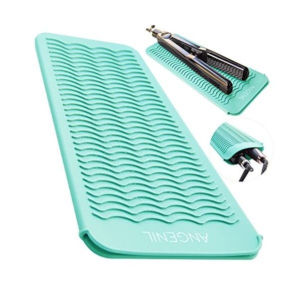 ANGENIL Pochette de tapis de voyage en silicone résistant à la chaleur pour fer plat en titane, fer à lisser professionnel et