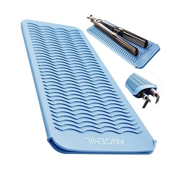 ANGENIL Pochette de tapis de voyage en silicone résistant à la chaleur pour fer plat en titane, fer à lisser professionnel et