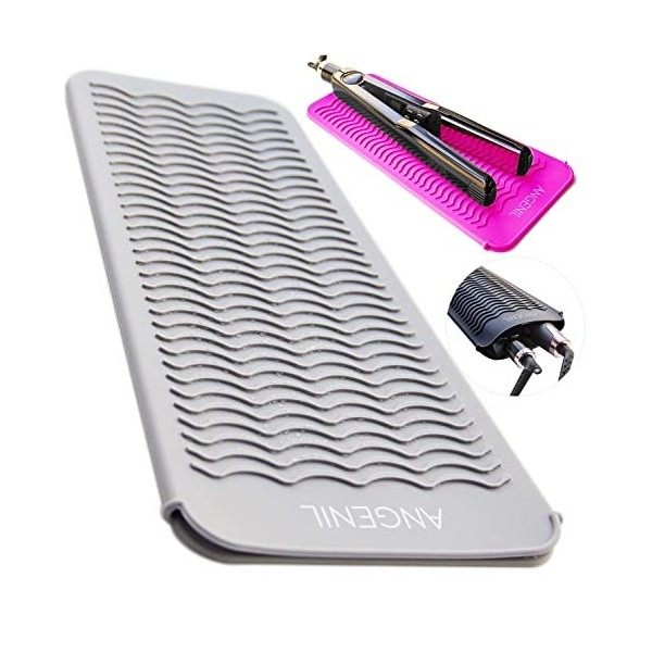 ANGENIL Pochette de tapis de voyage en silicone résistant à la chaleur pour fer plat en titane, fer à lisser professionnel et