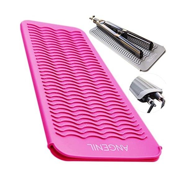 ANGENIL Pochette de tapis de voyage en silicone résistant à la chaleur pour fer plat en titane, fer à lisser professionnel et